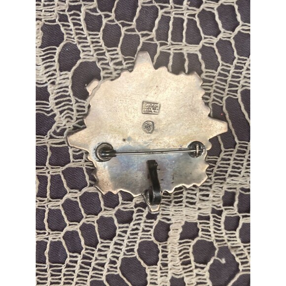 Vintage 50s Mexican Sterling Silver Brooch Aztec Calendar Pendant Rockabilly - Picture 2 of 3